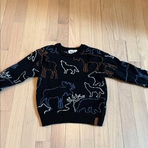 Deux par Deux Black Sweater with Animal Outline